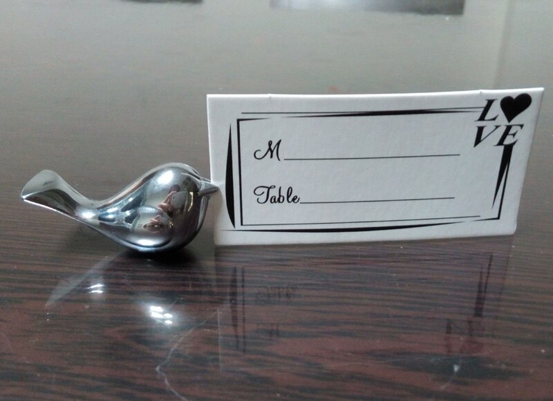 Porte-carte oiseau ou argent antique 10 pièces/lot | Décor de table pour réception de mariage,: D039S  Silver bird