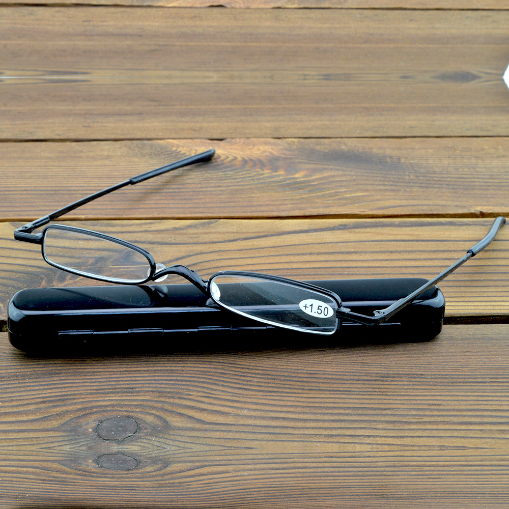 Alloy Super Narrow Portable Reading Glasses Include Metal Portable Pen Type Glasses Case +0.75 +1 +1.25 +1.5 +1.75 To +4