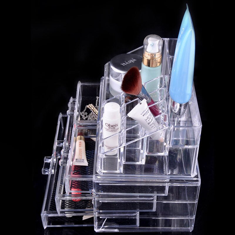 Acrylic transparent Makeup Organizer Storage Box Lipstick Storage holder Make Up tool Holder 6 Drawers Storage box For jewelry