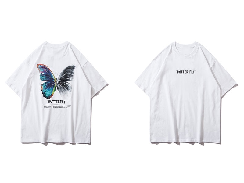 GONTHWID papillon imprimer à manches courtes t-shirts Streetwear Hip Hop décontracté ample t-shirts chemises hommes Harajuku été hauts homme: 201503W / S