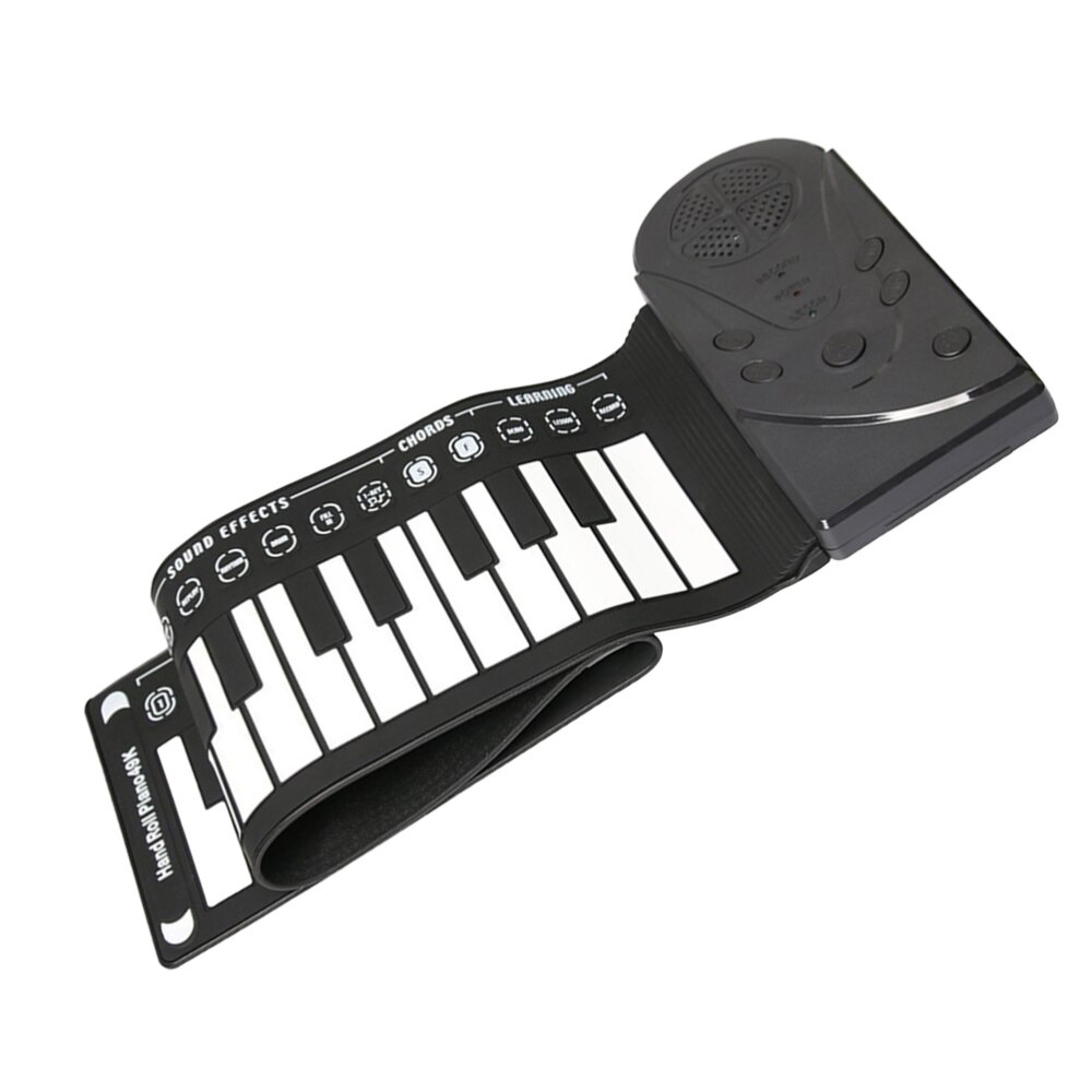 49 Keys Roll-up Keyboard Piano Silicone Foldable Electronic Digital with Speaker without Battery (Silver): Black