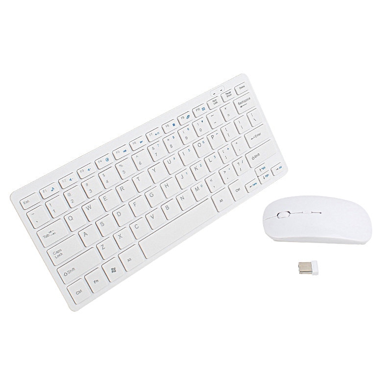 Wireless Keyboard Mouse Set Ultra-thin 2.4G for PC Desktop Computer Notebook Laptop GDeals: White