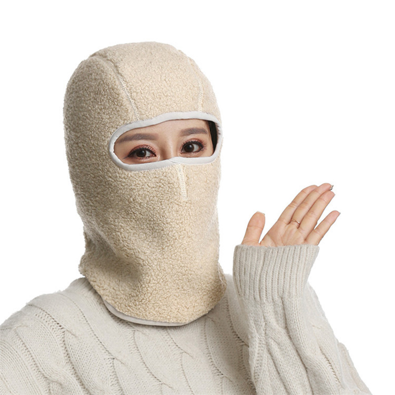 Winter Vlies Sturmhaube Frauen Volle Gesicht Masken Männer Ich bin Freien Motorrad Winddicht Kopf Masken Verdicken Nacken Wärmer Radfahren Maske: Y-Beige