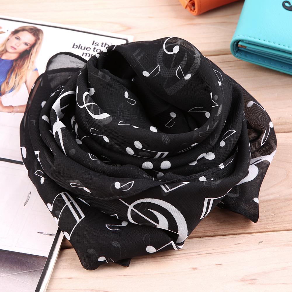 Musiknot chiffong sjalar dam scarf sjal långa stoles fjäderljuddämpare infinity scarf bästsäljande