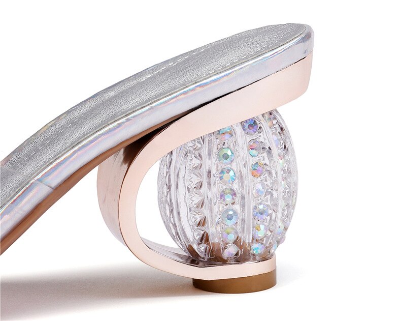 Sandalias de PVC de cristal para mujer, zapatos de tacón alto con punta abierta, transparente de cristal Sandalias de tacón, zapatillas, zapatos de tacón para mujer I118
