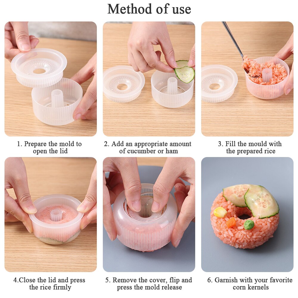 Plastic Doughnut Sushi Mold Kitchen Tools Sushi Maker Rice Molds Vegetable Meat Rolling Tool DIY Cooking Tools