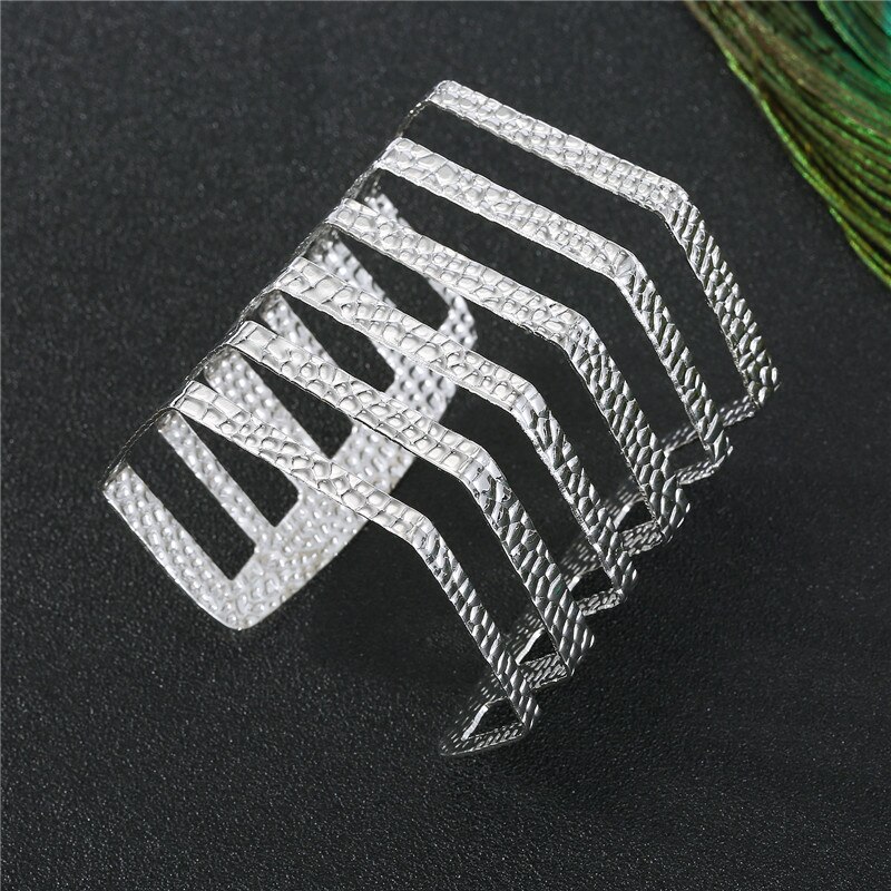 1PC punk Geometrica vuoto Tutto Braccialetti A Fili Multipli Braccialetti per Le Donne Degli Uomini unisex Della Lega Apri Grande Braccialetto Del Braccialetto Gioelleria Raffinata E Alla Moda B43