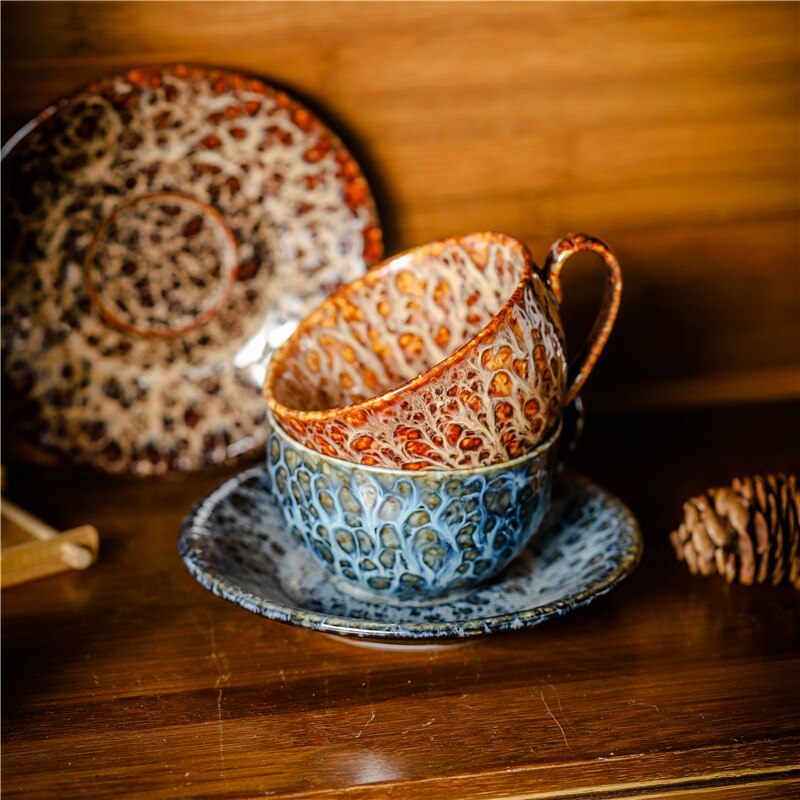 220ml fine bone china coffee cup and saucer funny Japanese-style coffee mug cafe espresso cup coffee cups