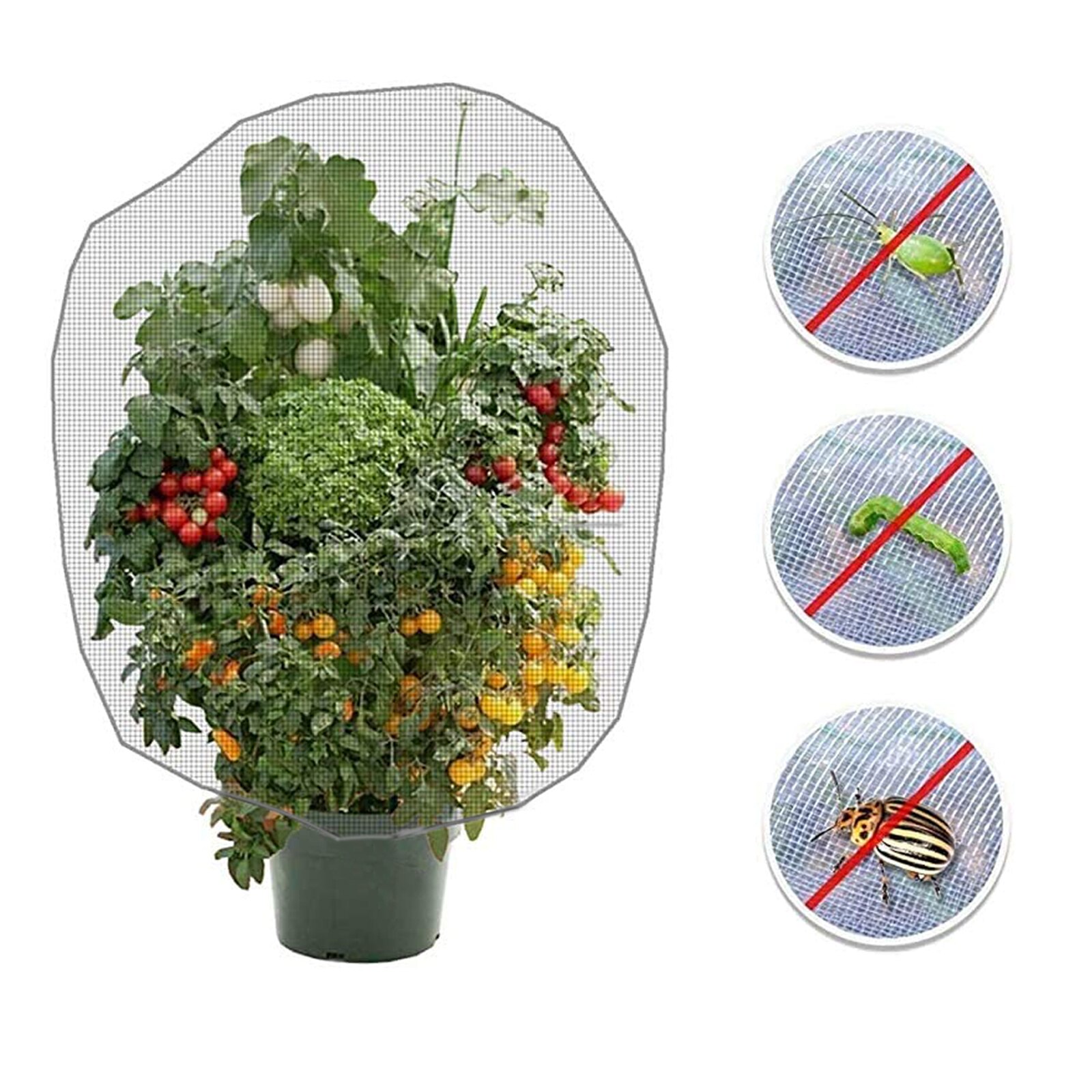 1pc Insect Bird Barrier Netting Mesh With Drawstring Garden Bug Netting Plant Cover For Protect Plant Fruits Flower