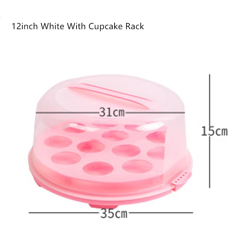 Jo life 1 set genomskinlig tårtlåda plast bröllopstårta förpackningsunderlag klara lådor cupcake muffin kupolhållare: 12 tums cupcake rosa