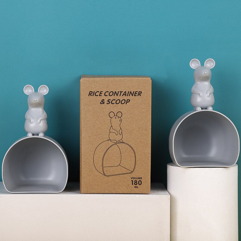 Cute Mouse Washing Rice Spoon Household Rice Measuring Device Kitchen Cartoon Flour Vertical Rice Measuring Cup