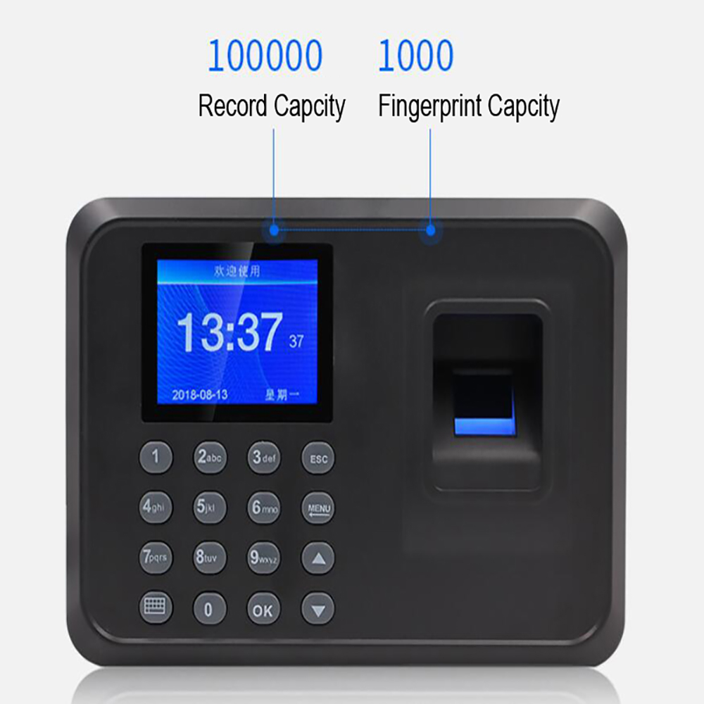Biometric Fingerprint Time Attendance System Clock Recorder Office Time Clock Employee Recorder Device