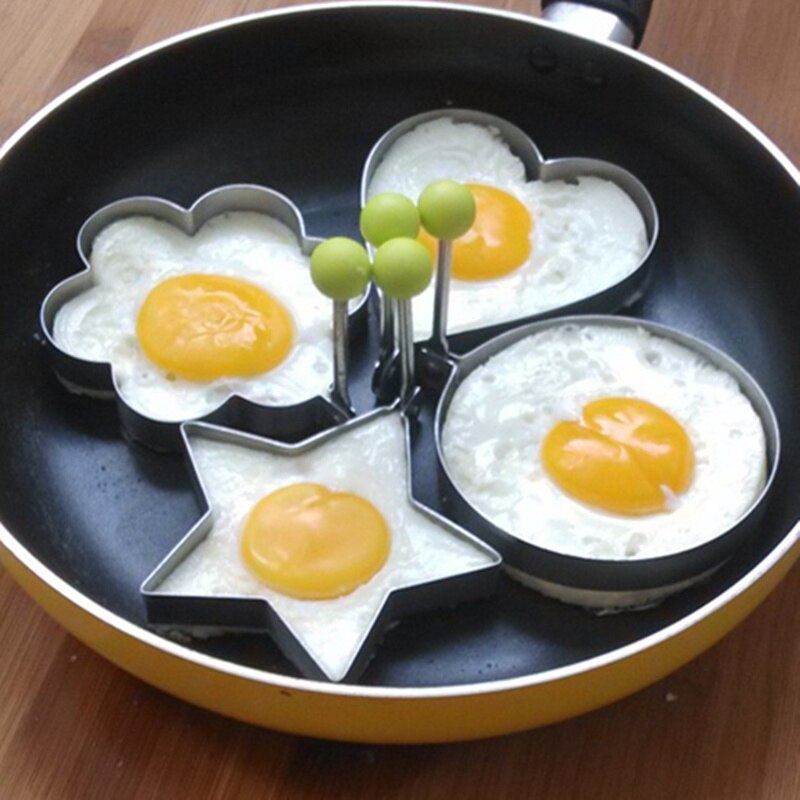 1 set Stainless Steel Fried Egg Mold Pancake Ring bluesky Heart start Round Shaper cooking tools kitchen accessories
