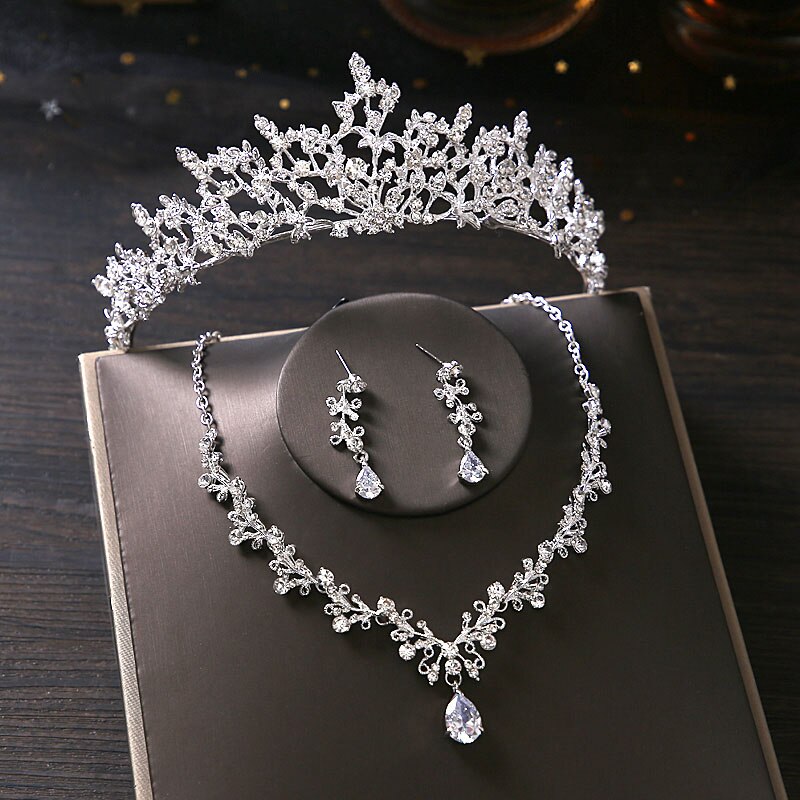 Ensemble de bijoux indiens pour mariée, Collection de mariage, accessoires de mariage pour femmes, couronne, diadème, collier, boucles d&#39;oreilles