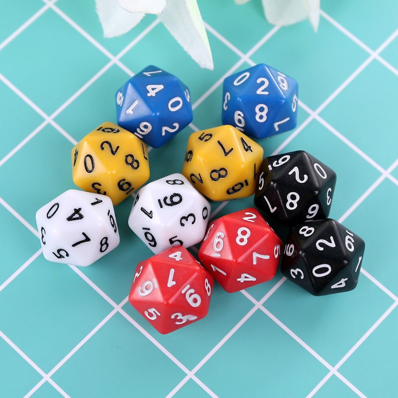 10 Stks/set 20-Zijdige D20 Polyhedral Dices Nummers Wijzerplaten Desktop Tafel Bordspel E8BF