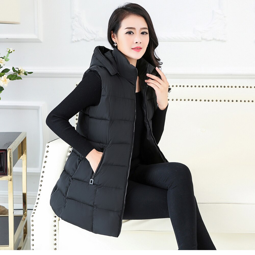 Efterår vinter bomuldsvest kvinder dame afslappet vest kvinde ærmeløs lang vest jakke slim fit varm frakke plus størrelse 5xl 1124