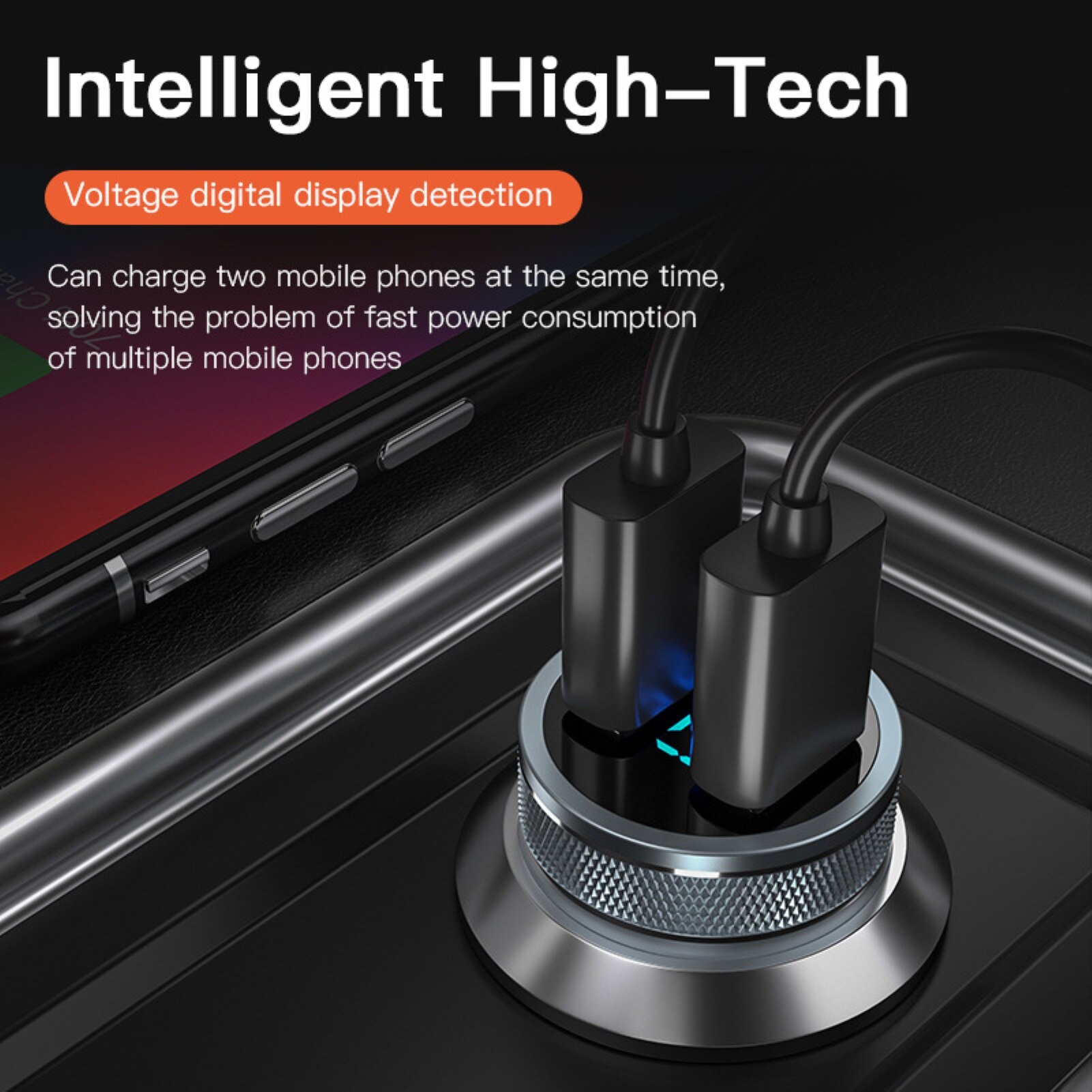 Mobiele Telefoon Oplader Adapter Abs Pc Digitale Display DC12-24 V Universele Digitale Display 36W Dual Usb QC3.0 Pd Auto lichter
