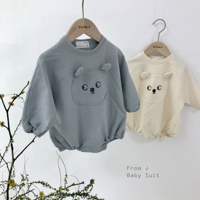 Primavera Outono urso bonito bodysuits para meninos e meninas do bebê puro algodão de manga longa macacões roupas