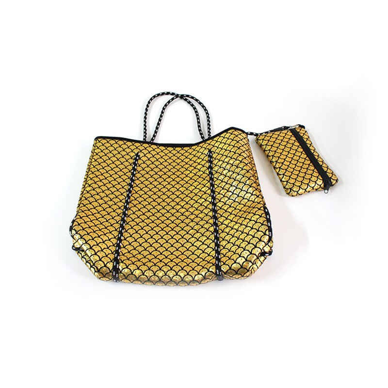 Femmes Pratique Néoprène Sac De Plage En Plein Air En Néoprène Sac À Main Grande Capacité Décontracté Sac À Bandoulière De Maman Sac Sacs Composites: gold