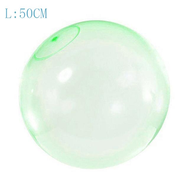 TPR Children&#39;s Toy Bouncy Transparent Bubble Ball Inflatable Water Injection Big Ball Swimming Pool Beach Outdoor Toy: Green  50CM  L