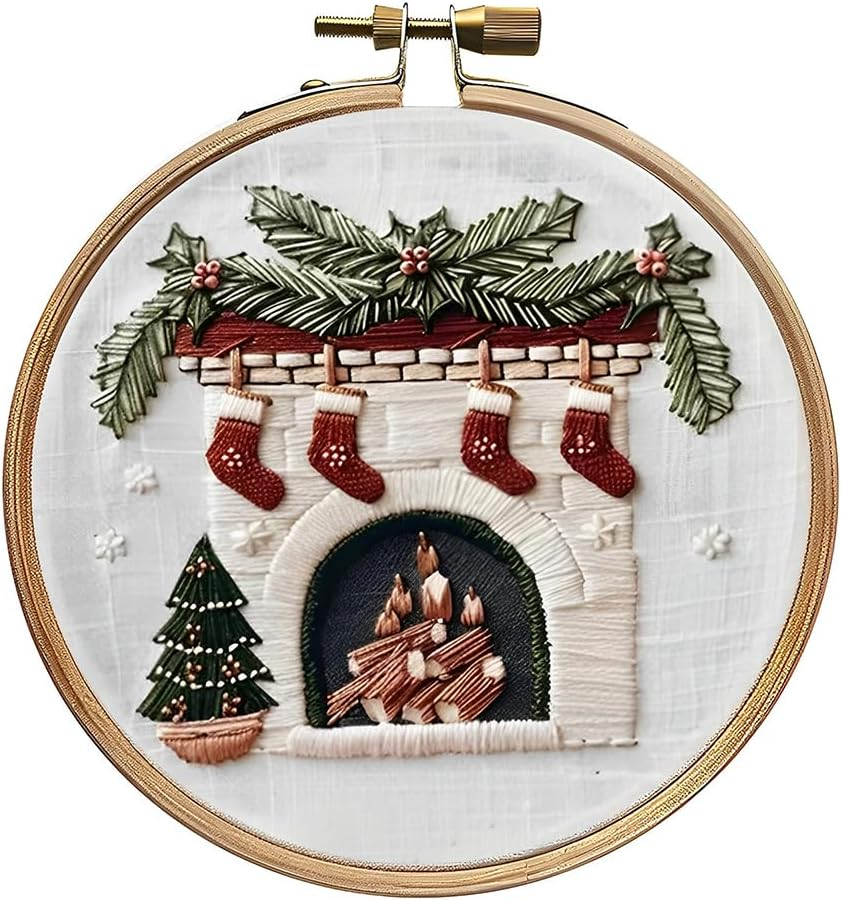 Kit de bordado navideño con muñeco de nieve de gnomo, Kit DIY para adultos con instrucciones de hilo de aguja, decoración del hogar