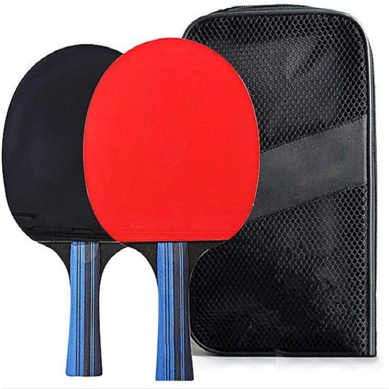 2 st pingis pingis racket racket paddel gummi lång kort handtag med 1 bärväska