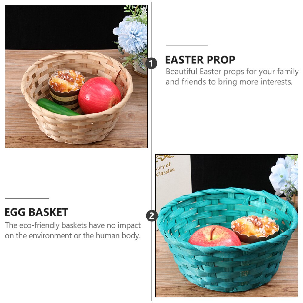 1 Set 4 Pcs Bamboo Baskets Colorful Easter Egg Baskets Children's Day Baskets
