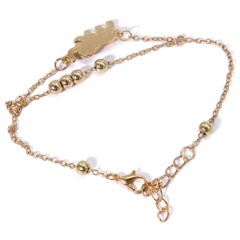 The Baby Elephant Mascot Double Foot Chain Elephant Bangle Jewelry for Women Anklet Rose Gold Trendy Zinc Alloy Metal HJUEY