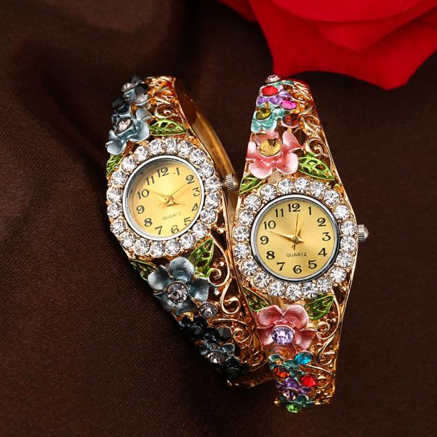 Womens Watch Women Quartz Luxury Crystal Flower Bracelet Watch Women Watches Top Brand Luxury Luxury Diamond