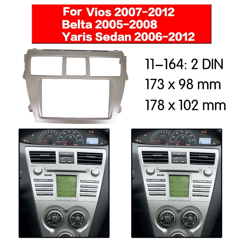 2 Din Auto Stereo Radio Dvd-speler Frame Fascia Panel Trim Voor Toyota Vios 2007, belta 2005, Yaris Sedan 2006 +