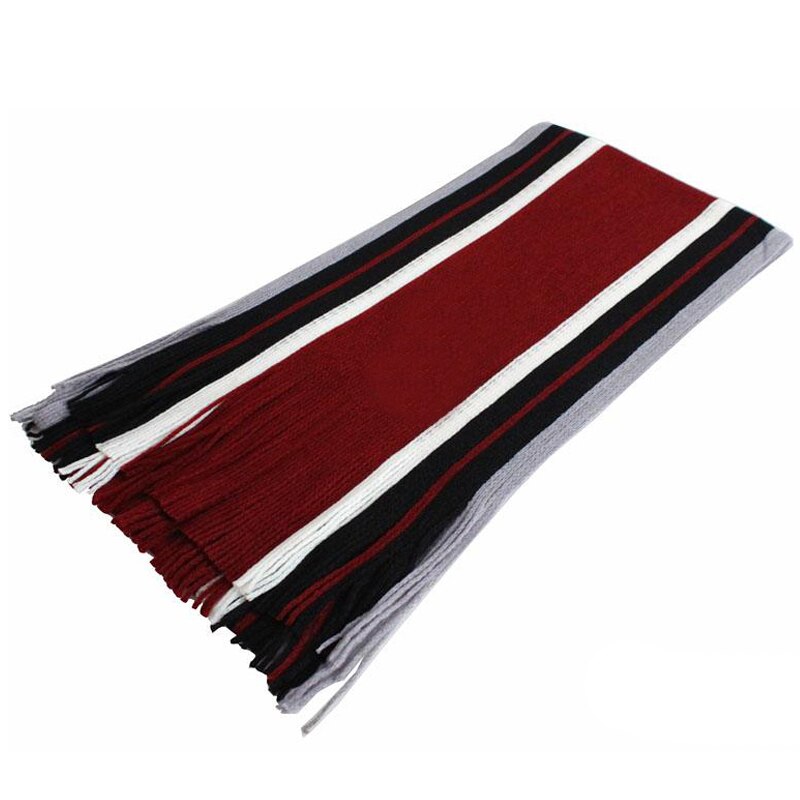 Dihope Winter Sjaal Mannen Gestreepte Katoenen Sjaal Mannelijke Sjaal Wrap Knit Kasjmier Bufandas Lange Gestreepte Met Kwastje: red