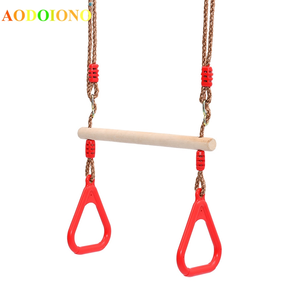 Children Kids Playground Flying Gym Rings Swing Flying Pull Up Ring Sports Outdoor Indoor Gym Swing Playing Games: Red