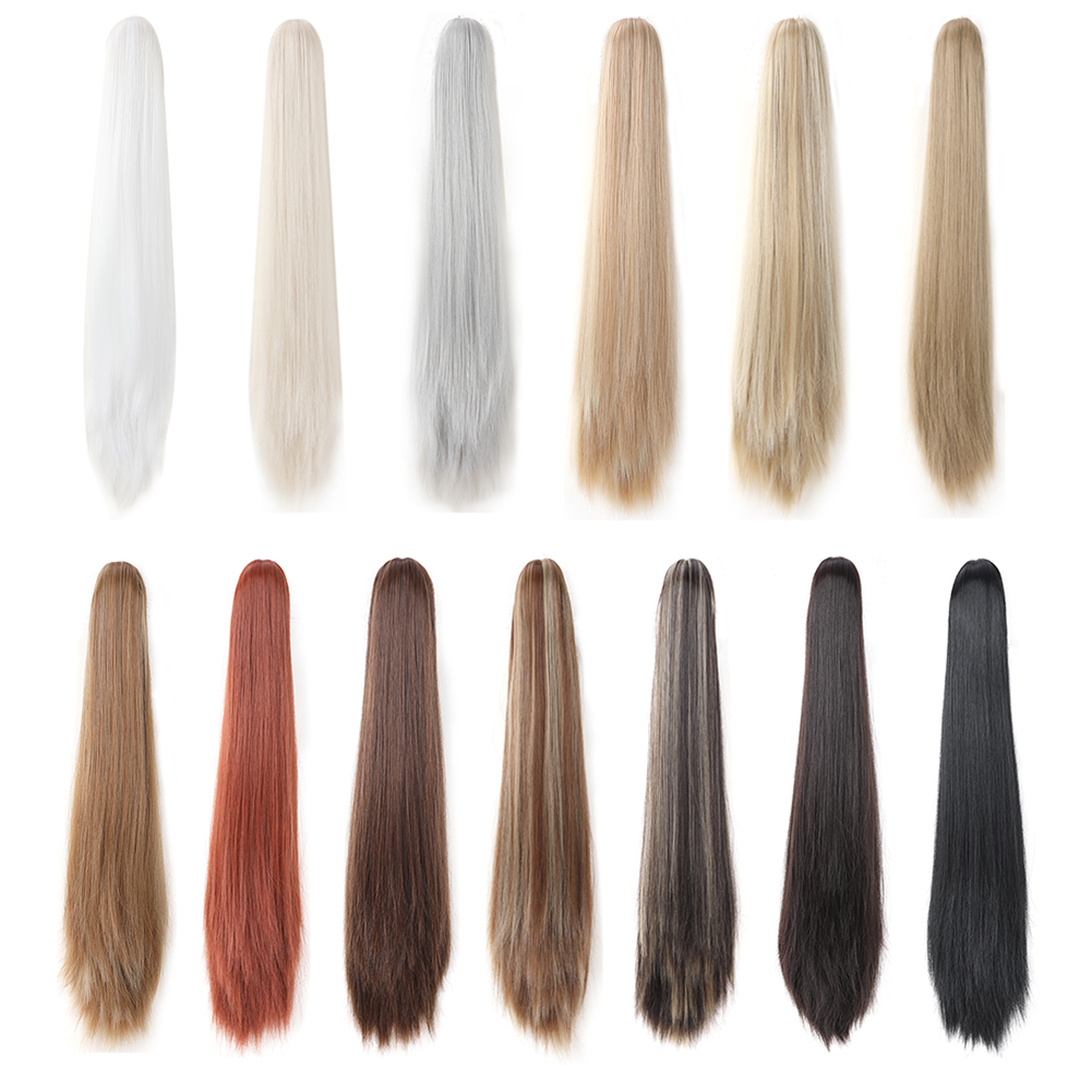 Cauda de pônei reta longa para mulheres, extensão de rabo de cavalo para meninas, cabelo sintético macio natural de alta qualidade, 20 in