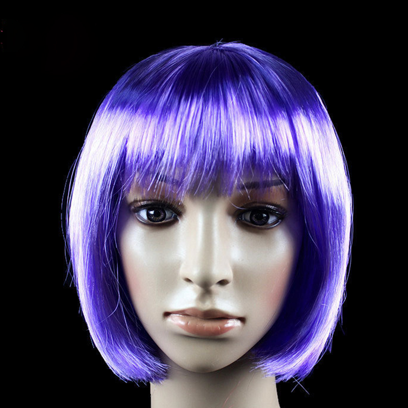 Peluca Bob para mujeres bonitas, pelucas Bob cortas, Natural, Cosplay de Halloween, pelucas de Anime, peluca sintética de colores bonitos para diaria de Navidad: Morado