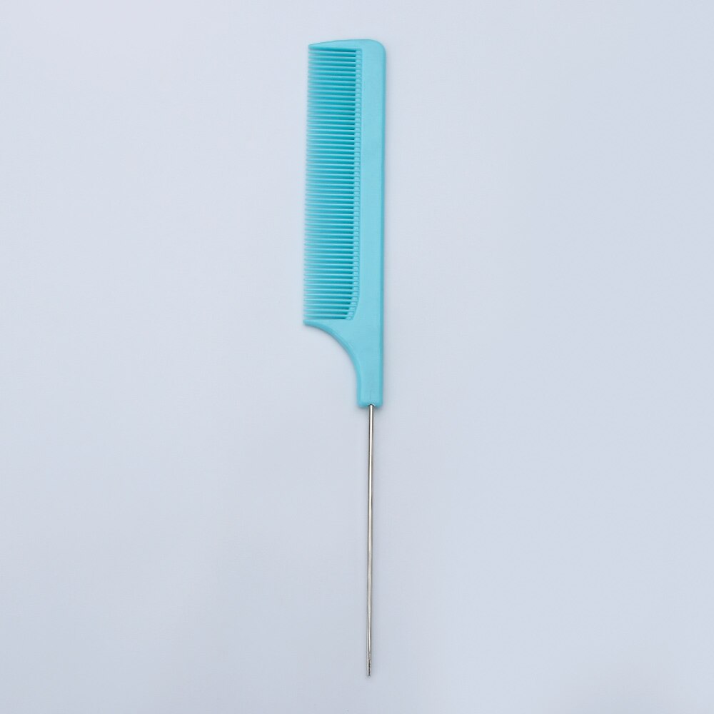 Fine-tooth Hair Comb with Stainless Steel Rat Tail Woman Anti-static Hairbrush Hairdressing Styling Tool: blue
