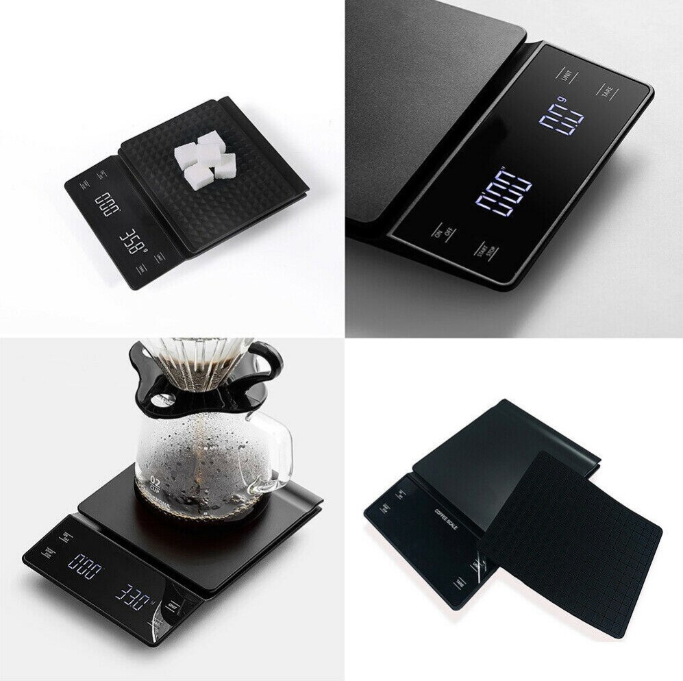 3kg 0.1g Electronic Coffee Scales Expresso V60 Balance Kitchen Measuring Weight Libra Precision Scale With Timer Function