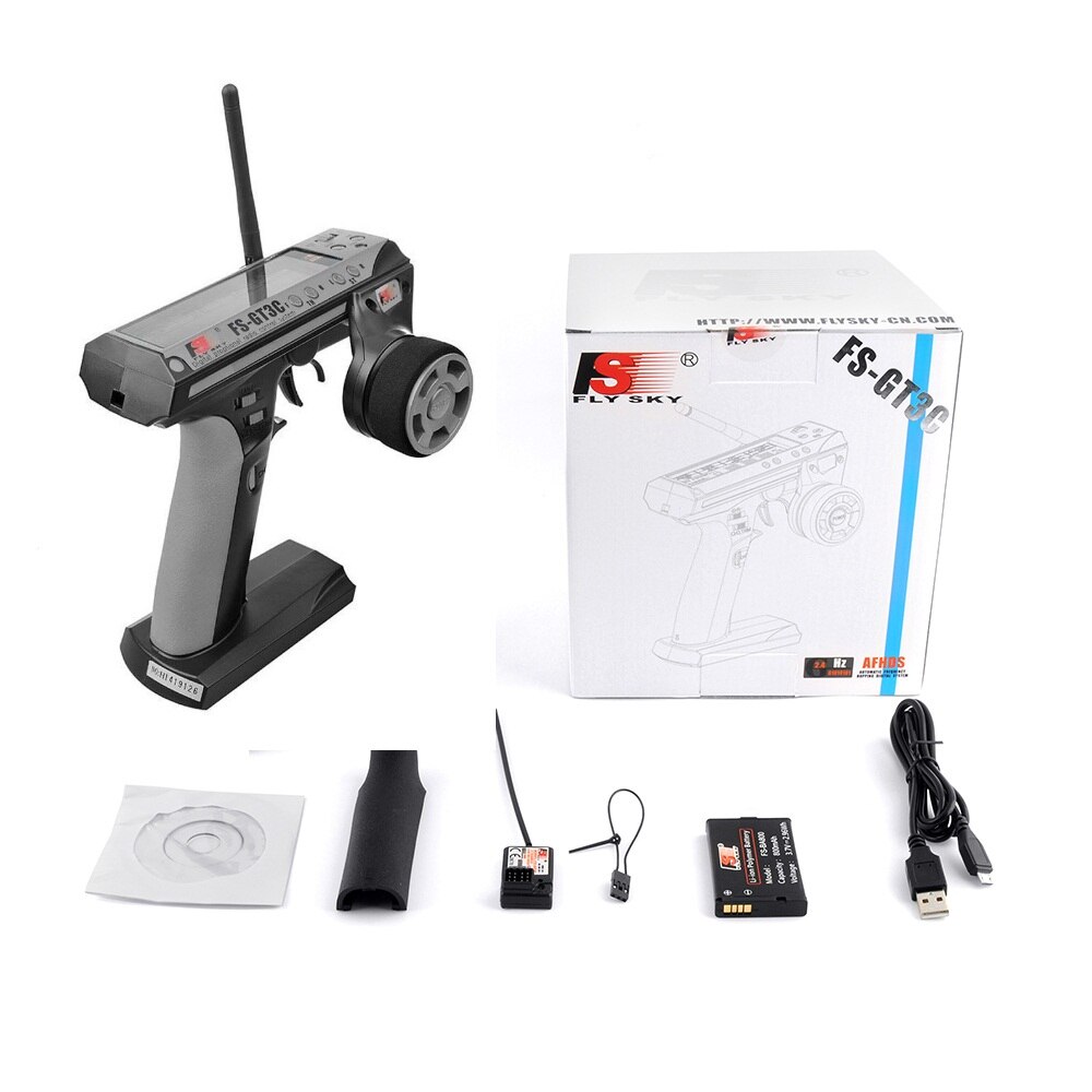 Flysky FS-GT3C-sistema digital de hopping de frecuencia automática, receptor GR3E para coche de control remoto, 2,4 Ghz, 3CH, AFHDS, Original: Black