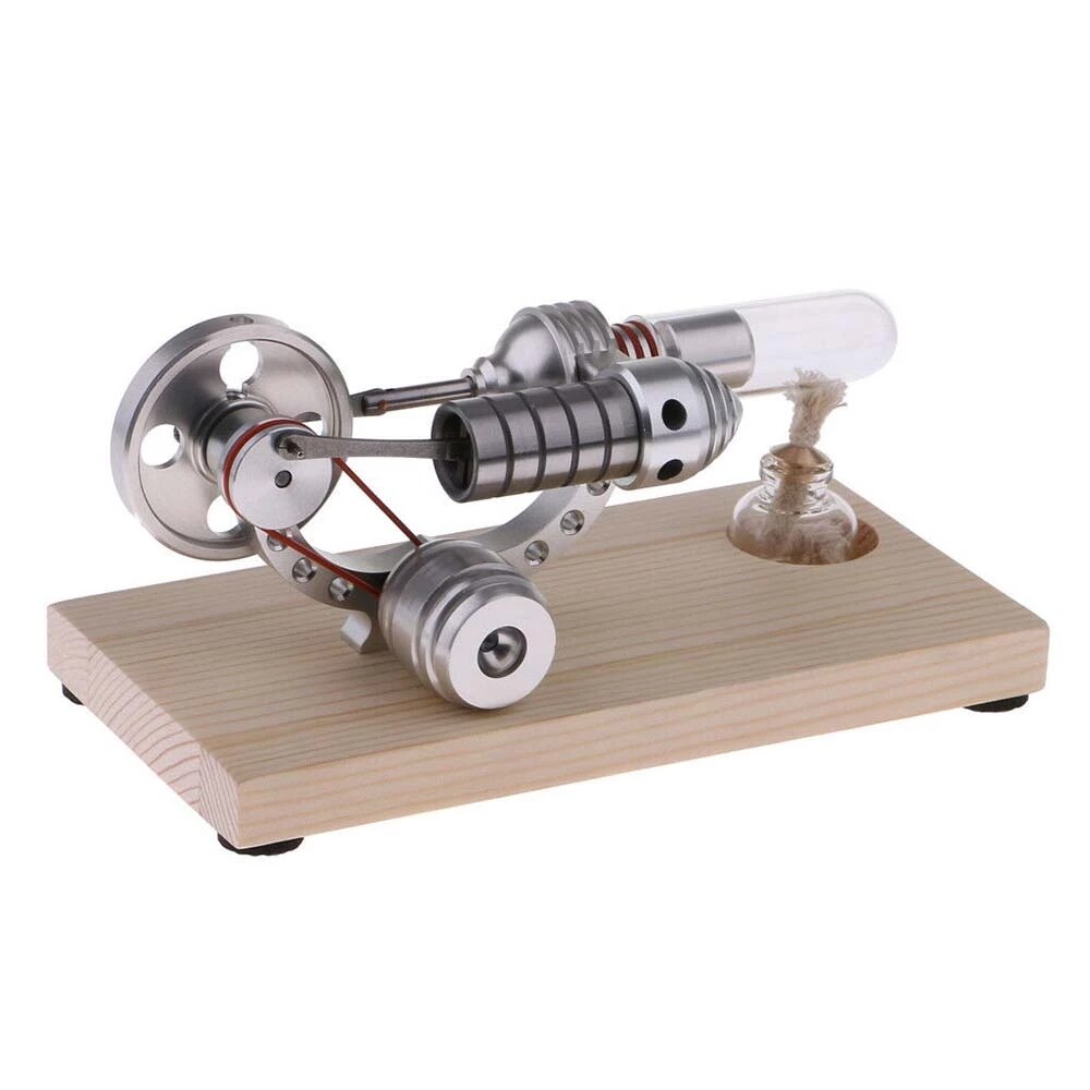 Aibecy Mini Air Stirling Engine Motor Model Electricity Generator Wooden Base Physics Science Educational Toy