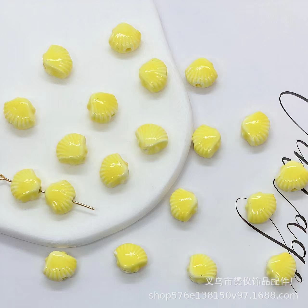 10pcs/lot 10x12MM Small Shell Beads Charms Ceramic Spacer Loose Beads For Jewelry Making DIY Bracelet Earring Accessories: black