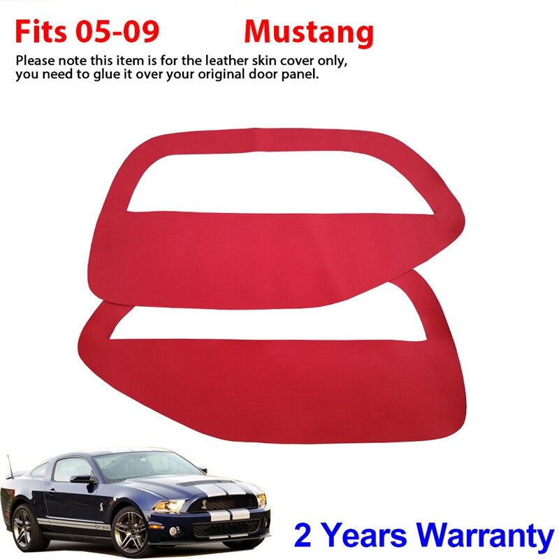 Car Door Panel Insert Cards Dust Pad Synthetic Leather for Ford Mustang 2005 Front Door Plate Parts: Red