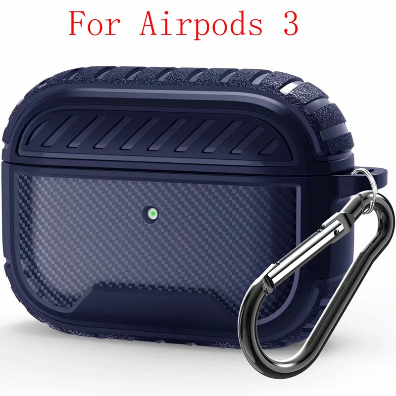 Carbon Fiber Earphone Case for Apple Airpods Pro Case for Airpods 1 2 3 Soft Shell Shockproof Cover Case for Air pods 1 2 3 Pro: For Airpods 3 Blue