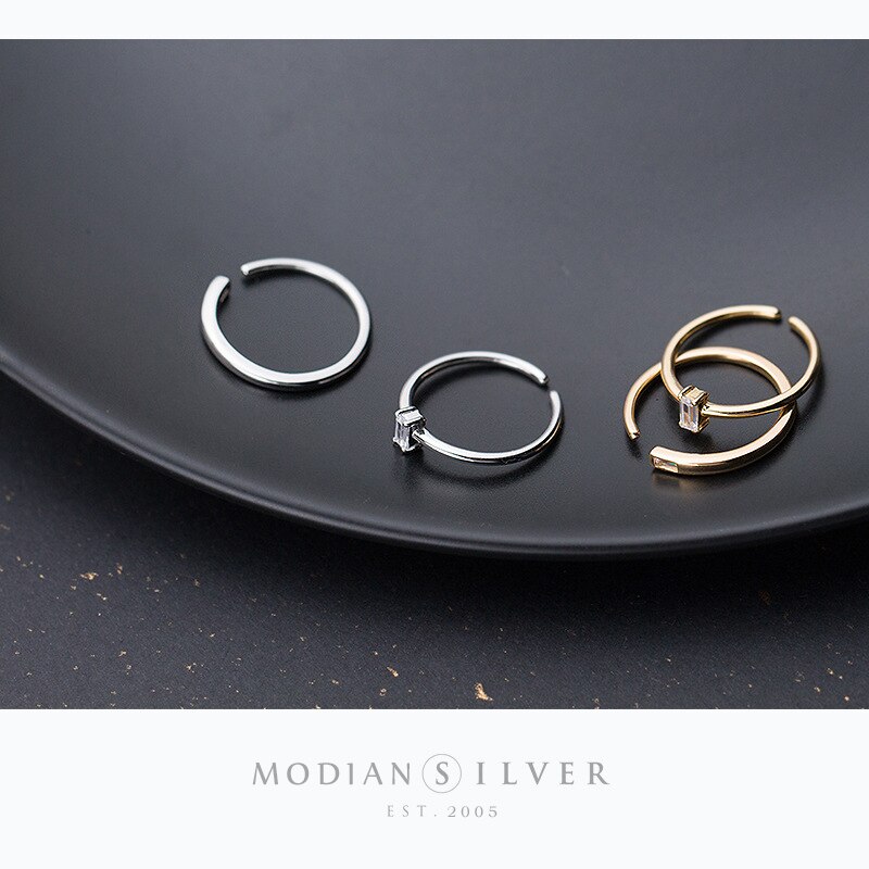 Modian 2 Style différent en argent Sterling 925 brillant Zircon anneau pour les femmes empilable mince bague Fine bijoux