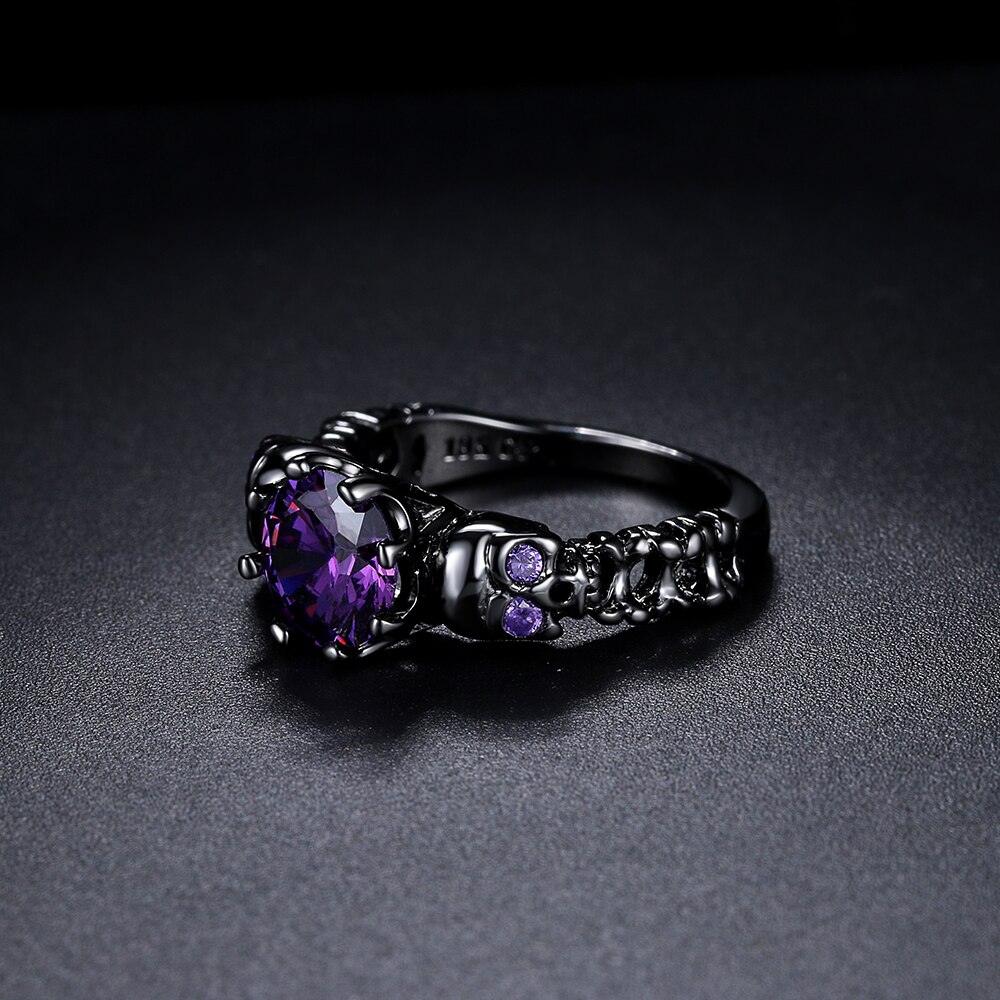 Retro Punk Skull Gothic Ring For Women Men Halloween Goth Black Gold Color Rings Accession Jewelry R523