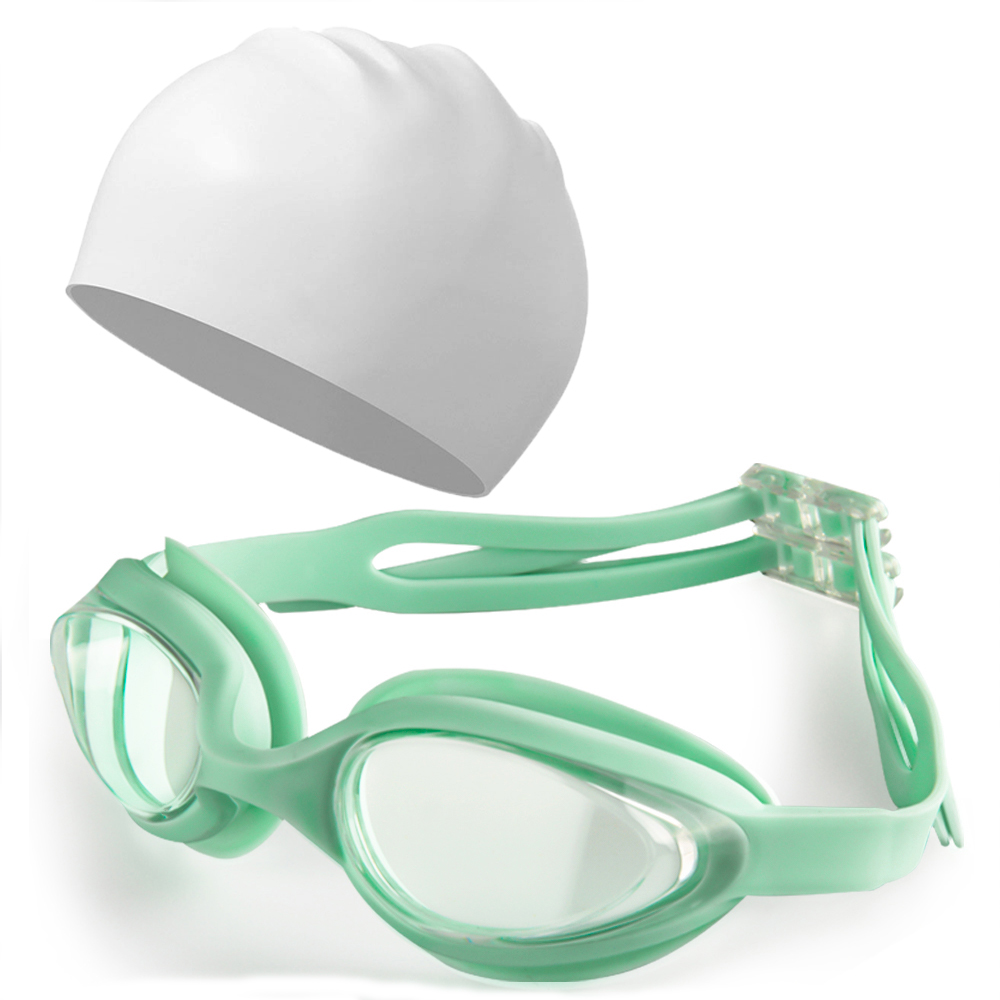 Zwembril Cap Volwassen HD Anti-condens Zwembril Set Waterdichte siliconen zwembril Anti-UV zwembril: Beige