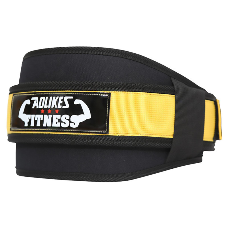 Fdbro mand nylon fitness vægtløftning squat bælte sikkerhed gym talje suppport træning bælte rygstøtte beskytte lændekraft: Sort med gul / L