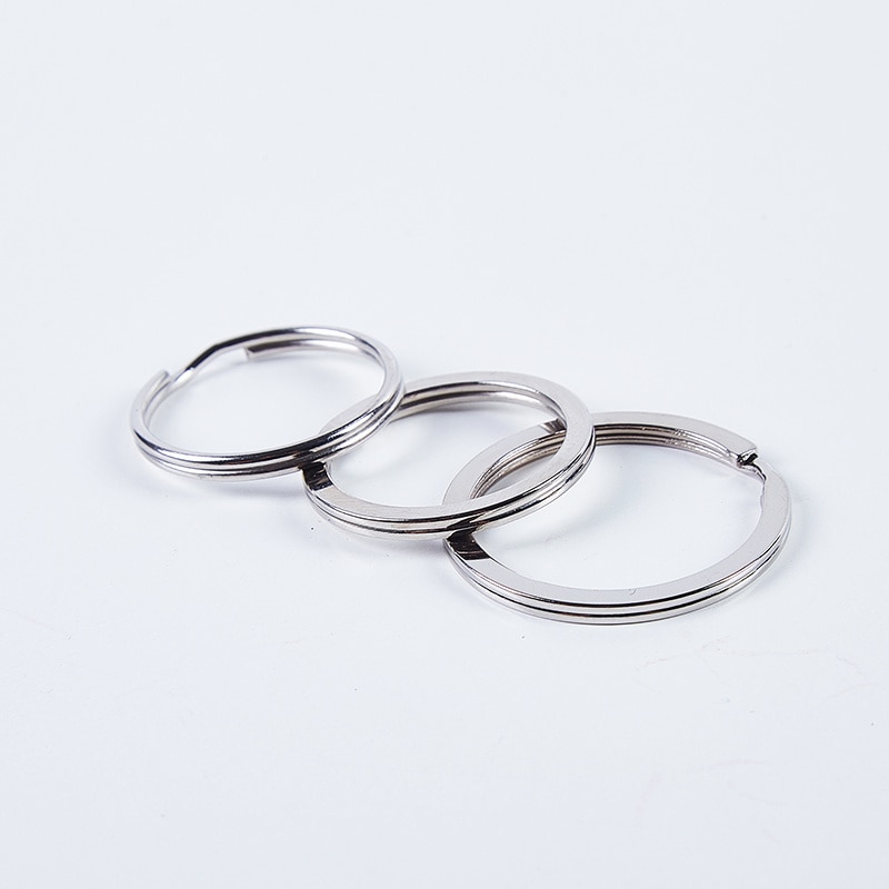 50pcs! Round Metal key ring sturdy and durable 28mm 35mm Keychain holders decoration Women Men Anti-lost Keyring organizador