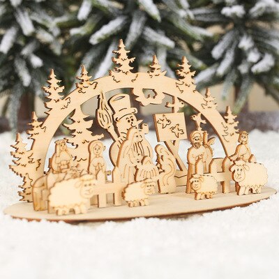 nueva letras de madera decoraciones de Navidad de piezas de madera DIY adornos tres dimensiones ronda casera de la Mesa: STYLE 5