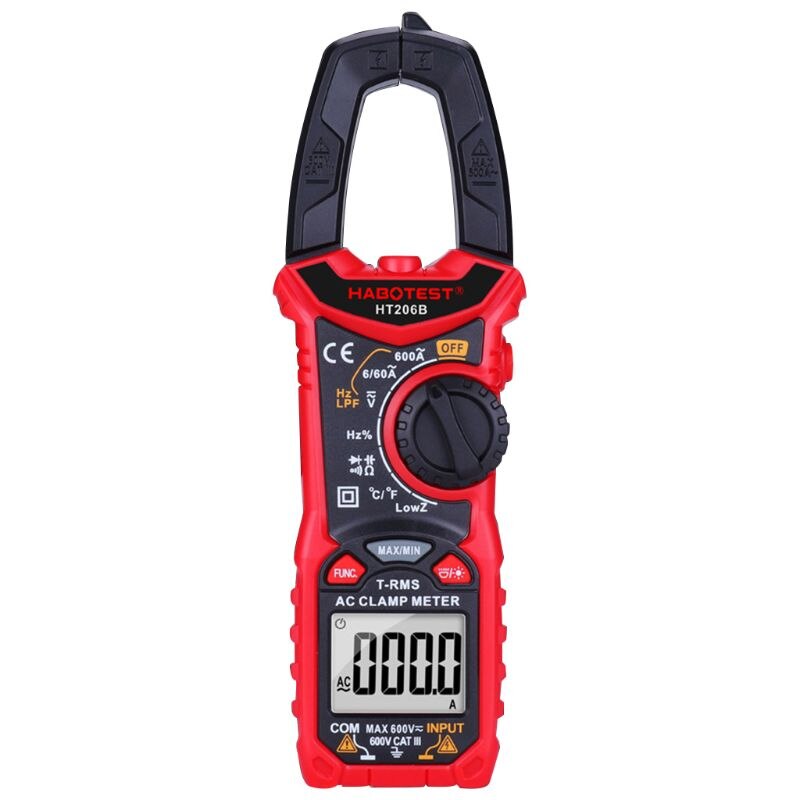HT206 AC/DC Digital Clamp Meter Multimeter High Precision Capacitance NCV Tester H3CC