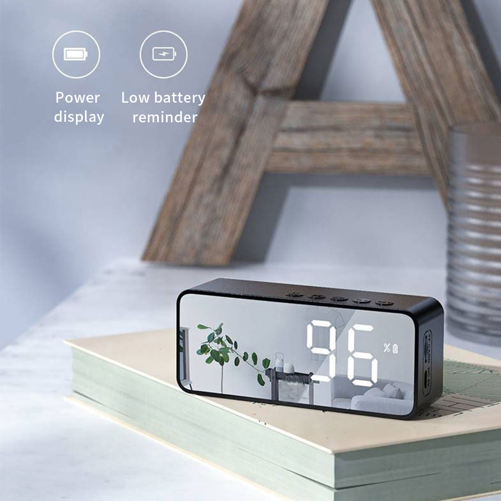 Music Alarm Clock LED Digital Clock Alarms Temperature Display Bluetooth-Compatible V5.0 Speaker Support TF Card