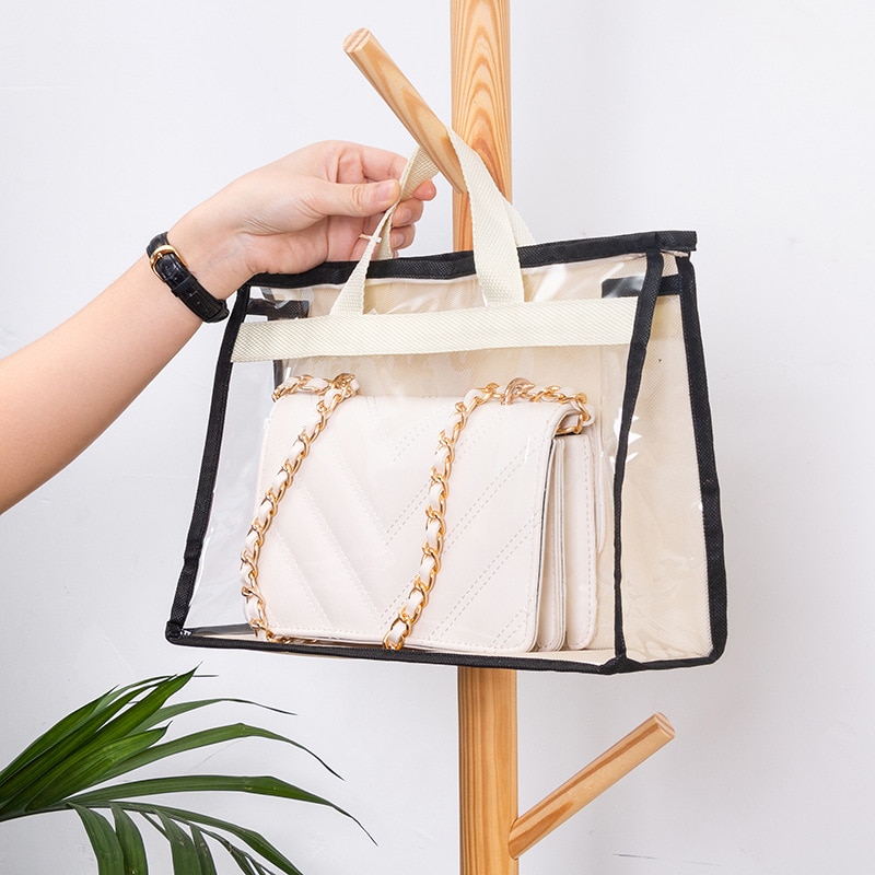 Dust-proof PVC storage handbag for bags' protection transparent breathable damp-proof hanging bags organizers for bags' storage